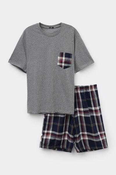 Navy / Grey Short Cotton Pyjama Set, 5701_254Z, large image number 3