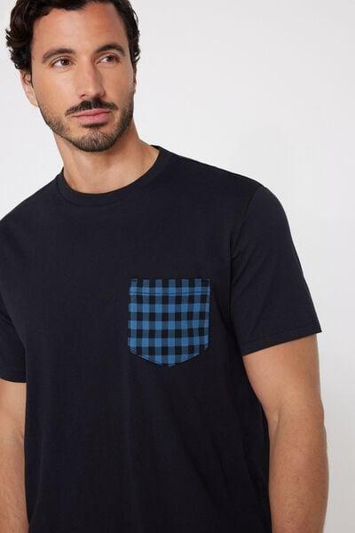 Black Short Checked Cotton Pyjama, 5701_260Z, large image number 2