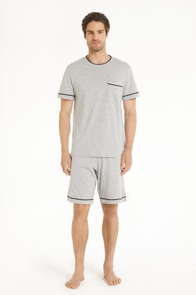 Grey Piped Pyjama Set, , medium