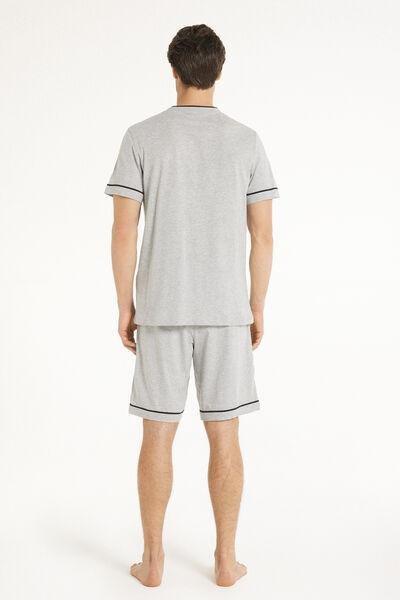 Grey Piped Pyjama Set, , large image number 2