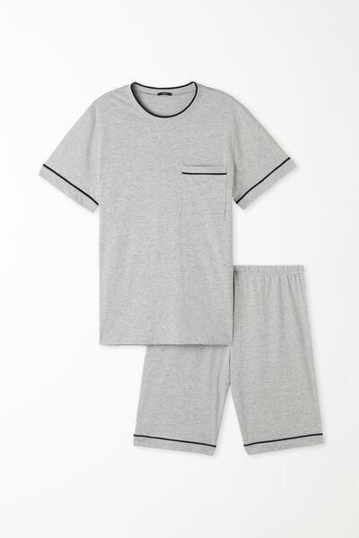 Grey Piped Pyjama Set, , large image number 4