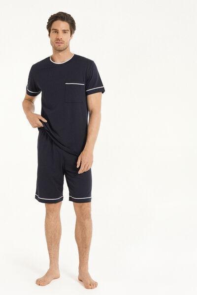 Blue Piped Pyjama Set, , large image number 1