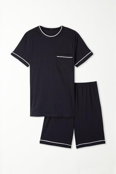 Blue Piped Pyjama Set, , large image number 4