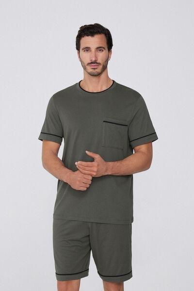 Green Piped Pyjama Set, , large image number 0