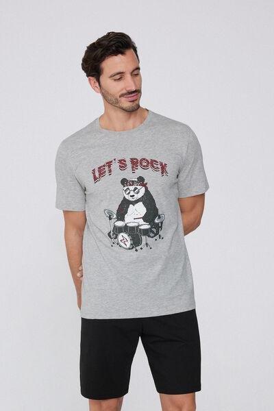 Grey Half Sleeve Pyjama Set, , large image number 0