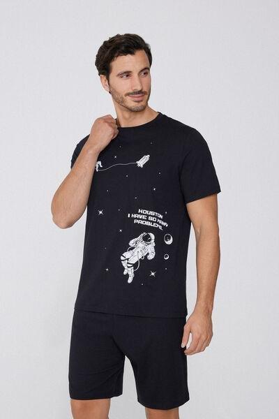 Black Printed Pyjama Set, , large image number 0