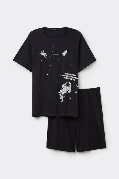 Black Printed Pyjama Set, 5701_391Y, large image number 2