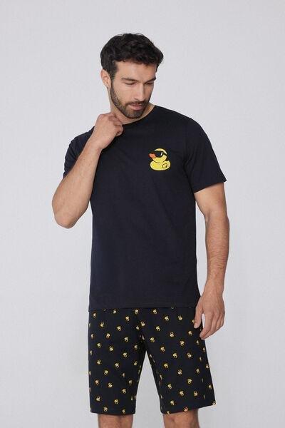 Black Printed Pyjama Set, 5701_565Y, large image number 0