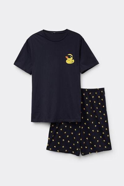 Black Printed Pyjama Set, 5701_565Y, large image number 3