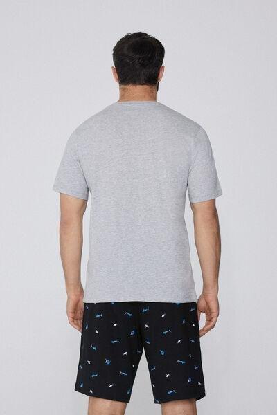Grey Printed Pyjama Set, , large image number 1