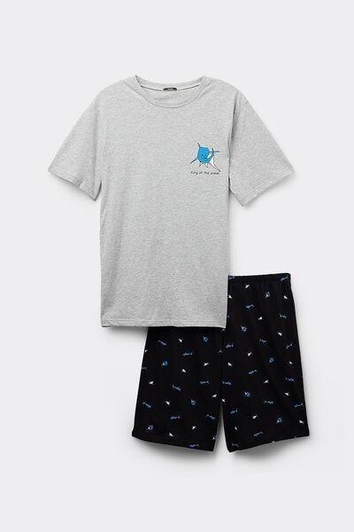 Grey Printed Pyjama Set, , large image number 3