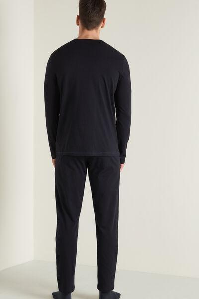 Multicolour Long Cotton Piping Detail Pyjamas, , large image number 2