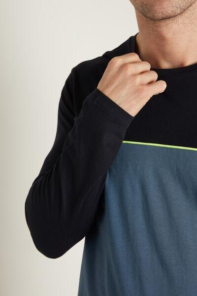 Multicolour Long Cotton Piping Detail Pyjamas, , large image number 3