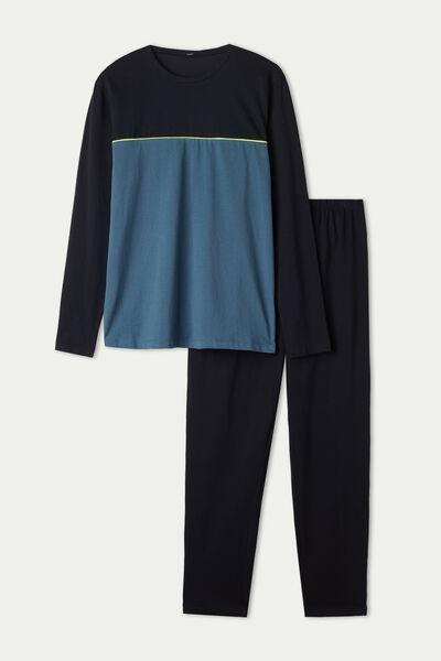 Multicolour Long Cotton Piping Detail Pyjamas, , large image number 4