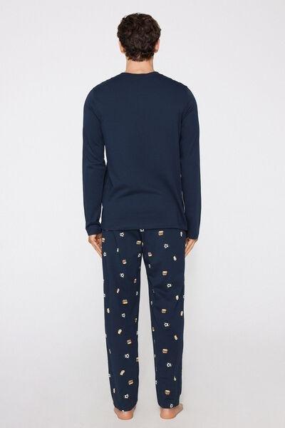 Navy Perfect Weekend Print Cotton Pyjama Set, 5701_542Z, large image number 2