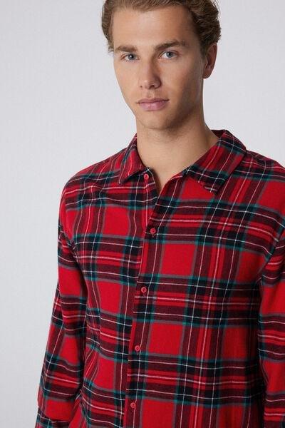 Red Button-Down Tartan Flannel Pyjama Set, 5701_917Y, large image number 2