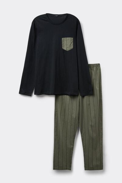Green / Black Check Print Cotton Pyjama Set, 5701_557Z, medium