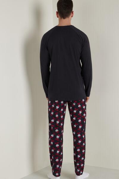 Blue Papa Smurf Print Long Cotton Pyjamas, , large image number 2