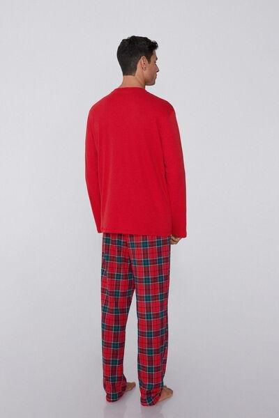 Red Family Gang Patch Long Heavy Cotton Pyjama Set, 5701_971Y, large image number 1