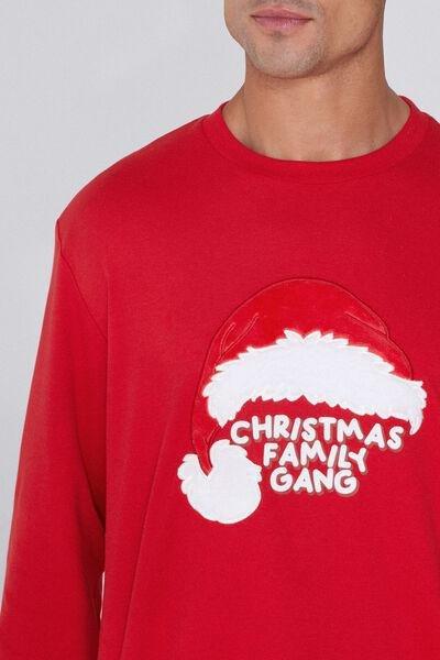 Red Family Gang Patch Long Heavy Cotton Pyjama Set, 5701_971Y, large image number 2