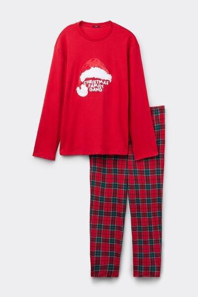Red Family Gang Patch Long Heavy Cotton Pyjama Set, 5701_971Y, large image number 3