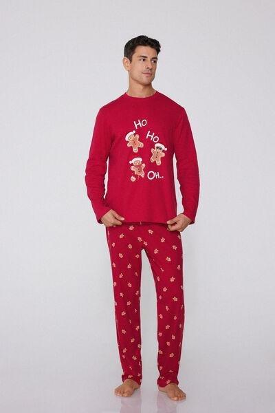 Red Gingerbread Patch Cotton Pyjama Set, 5701_972Y, medium