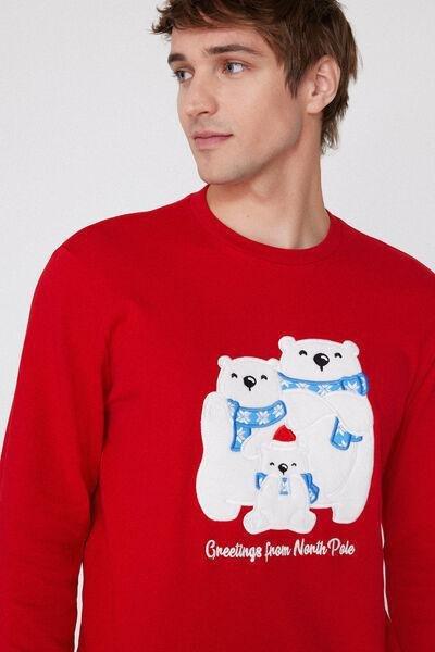 Red North Pole Patch Long Heavy Cotton Pyjama Set, 5701_975Y, large image number 3