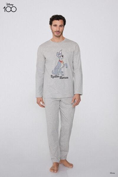 Grey Long Printed Pyjama Set, 5701_378Y, large image number 0