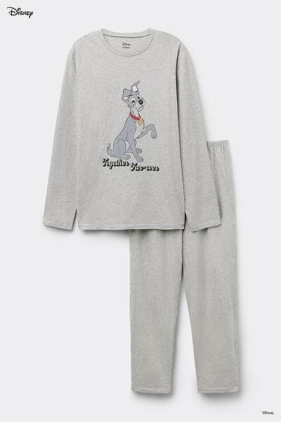 Grey Long Printed Pyjama Set, 5701_378Y, large image number 2