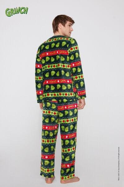 Black Christmas Grinch Long Light Fleece Pyjama Set, 5701_958Y, large image number 1