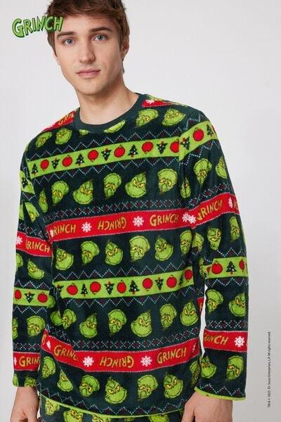 Black Christmas Grinch Long Light Fleece Pyjama Set, 5701_958Y, large image number 2