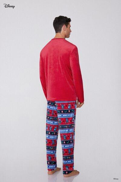 Red Christmas Stitch Patch Long Microfleece Pyjama Set, 5701_996Y, large image number 1