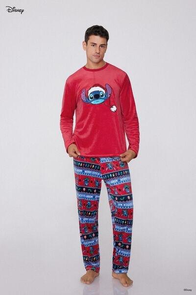 Red Christmas Stitch Patch Long Microfleece Pyjama Set, 5701_996Y, large image number 4