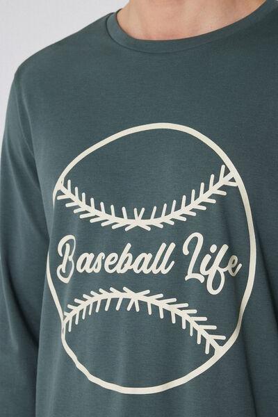 Green Baseball-Print Pyjamas Set, Kids Boys, , large image number 3