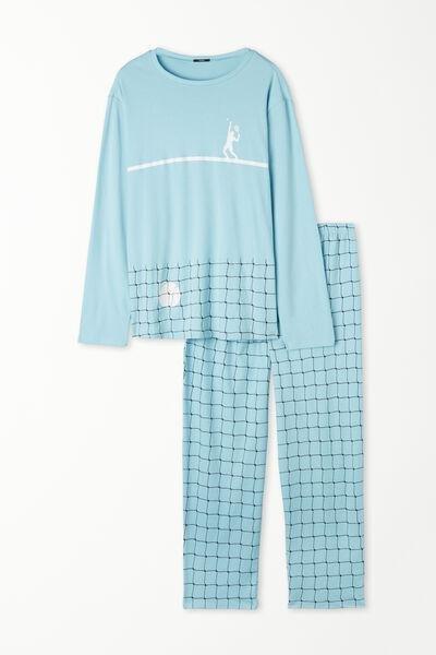 Blue Tennis Interlock Pyjamas Set, , large image number 4