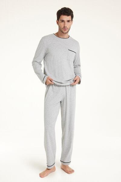 Grey Piped Pyjama Set, , large image number 1