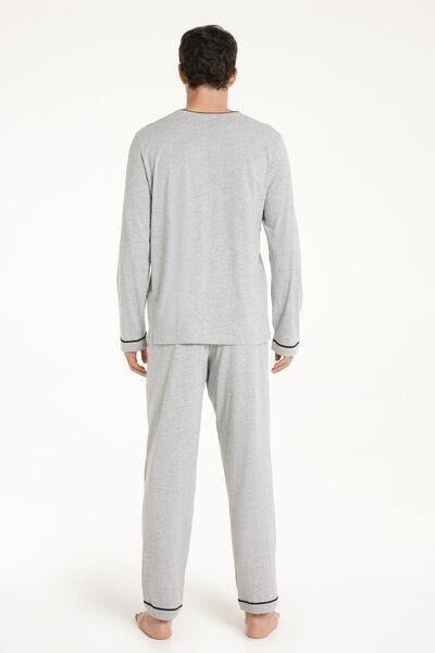Grey Piped Pyjama Set, , large image number 2