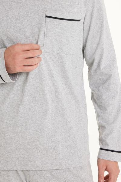 Grey Piped Pyjama Set, , large image number 3