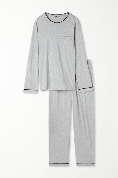 Grey Piped Pyjama Set, , large image number 4
