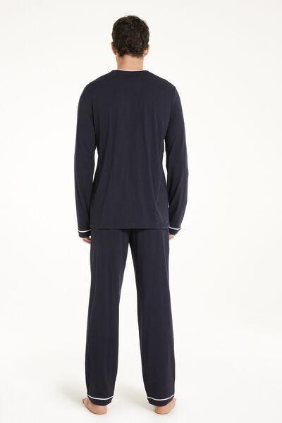 Blue Scuro Long Piping Pyjamas Set, , large image number 2