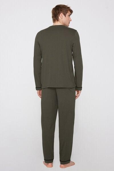 Green Piping Trim Cotton Pyjama Set, 5701_573Y, large image number 1