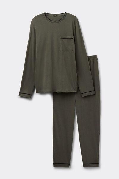 Green Piping Trim Cotton Pyjama Set, 5701_573Y, large image number 3