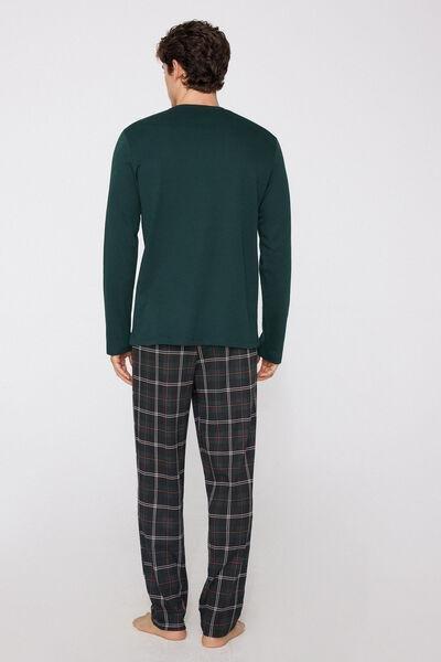 VERDE SCURO ST.POLAR BEER Long Heavy Cotton Pyjamas with Polar Bear Print, 5701_694Z, large image number 2