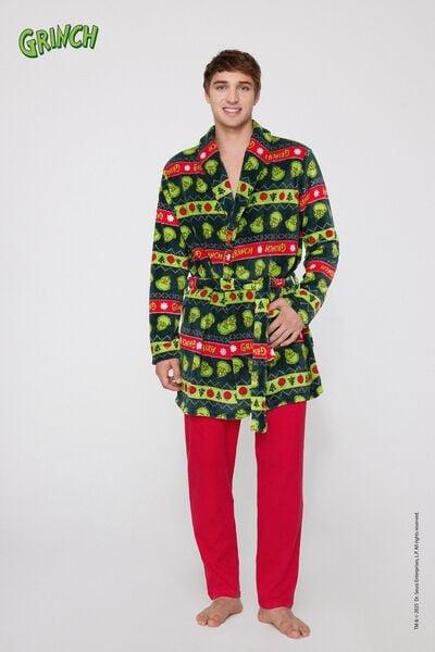 Black Christmas Grinch Light Fleece Dressing Gown, 5701_958Y, large image number 0