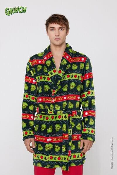 Black Christmas Grinch Light Fleece Dressing Gown, 5701_958Y, medium