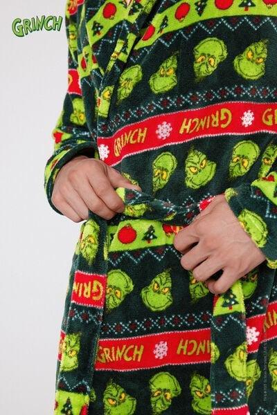 Black Christmas Grinch Light Fleece Dressing Gown, 5701_958Y, large image number 3