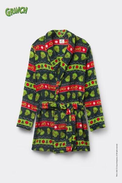 Black Christmas Grinch Light Fleece Dressing Gown, 5701_958Y, large image number 4