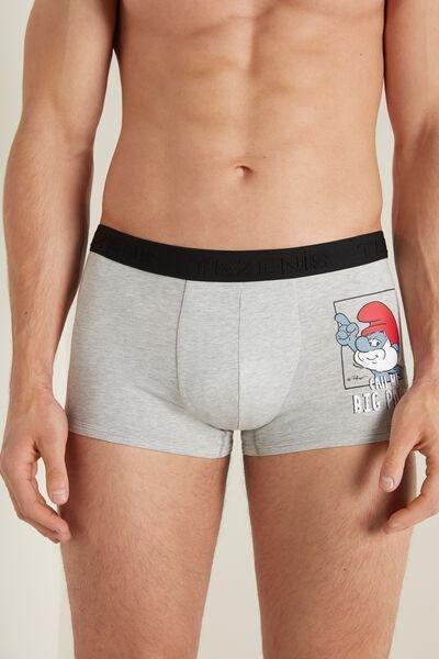 Grey Cotton Papa Smurf Print Boxers, , large image number 0