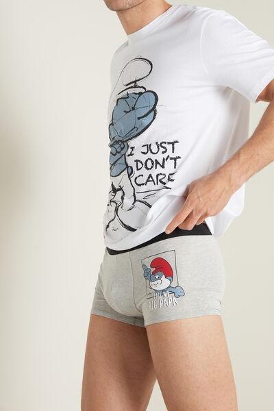 Grey Cotton Papa Smurf Print Boxers, , large image number 1
