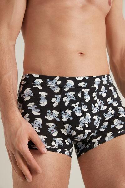 Black Smurfs Print Cotton Boxers, 5701_556U, large image number 0